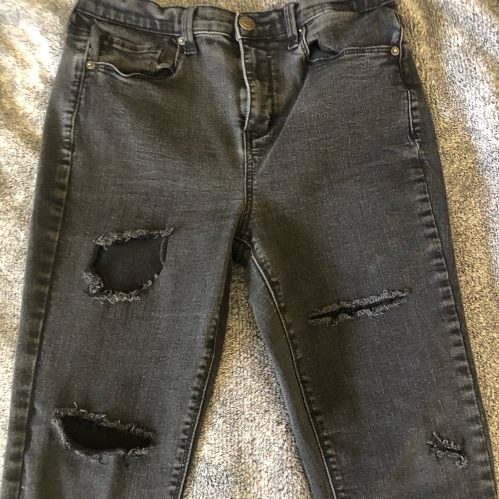 DIY black rip jeans